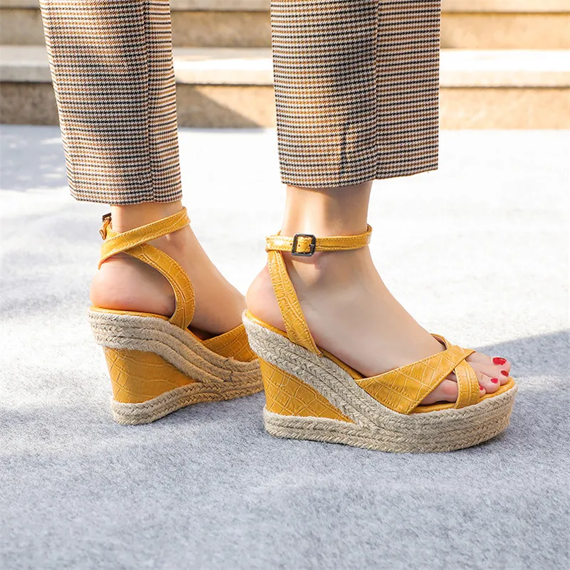 ANNYMOLI Ankle Strap Women Sandals Espadrille Platform Super High Heel Shoes Buckle Wedge Heels Lady Footwear Summer Sandals 43
ANNYMOLI Ankle Strap Women Sandals Espadrille Platform Super High Heel Shoes Buckle Wedge Heels Lady Footwear Summer Sandals 43