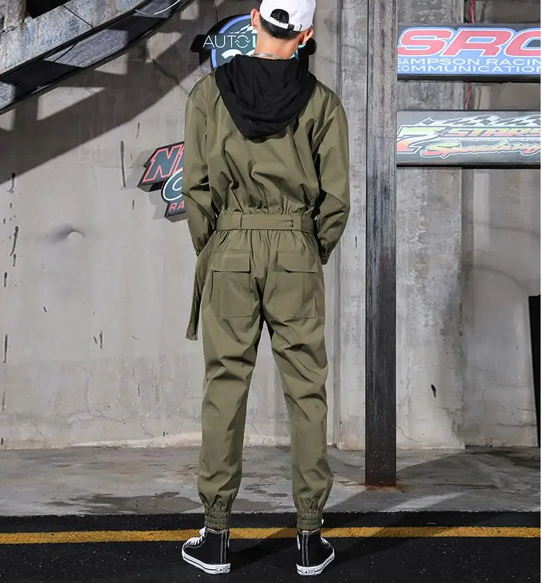 Japanese retro casual beam foot jumpsuit male hip hop tide loose one-piece tooling jumpsuits men clothes | Мужская одежда