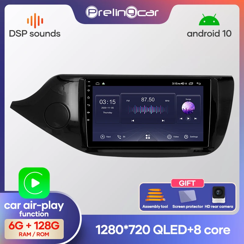 Автомагнитола Prelingcar 2 Din Android 10 без DVD мультимедийный видеоплеер GPS навигация для kia