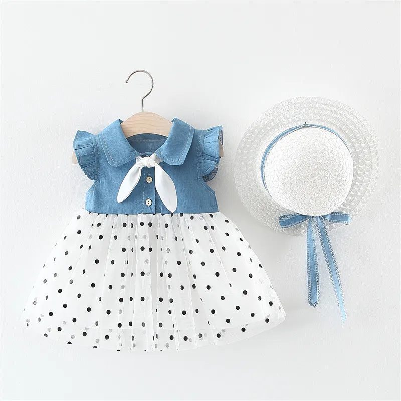 2021 Summer Baby Girl Dress New Infant Children's Clothing Denim Net Yarn Flying Sleeves With Hat 2pc Suit Toddler Girl Clothes
2021 Summer Baby Girl Dress New Infant Children's Clothing Denim Net Yarn Flying Sleeves With Hat 2pc Suit Toddler Girl Clothes