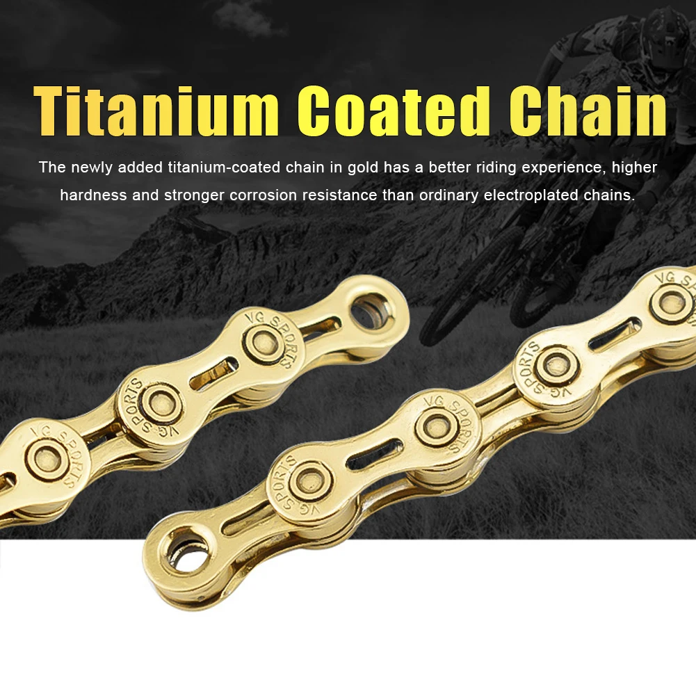 Bicycle Chains 9 10 Speed Velocidade Titanium Plated Ti Gold Silver Mountain Road Bike MTB Chain Part Cycling 116L
Bicycle Chains 9 10 Speed Velocidade Titanium Plated Ti Gold Silver Mountain Road Bike MTB Chain Part Cycling 116L