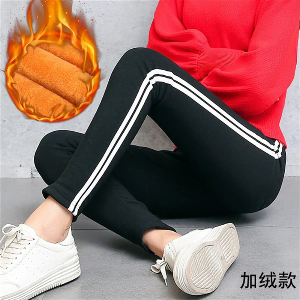 High Quality Cotton Leggings Side stripes Women Casual Legging Pant Plus Size 3XL Waist Fitness Plump Female 2019 | Женская одежда