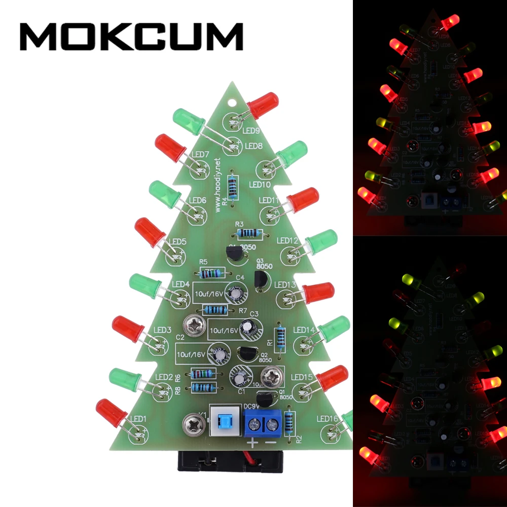 DIY LED Flashing Christmas Tree DIY Kit RGB Flash LED Circuit Kit DIY Colorful Christmas Gift Electronic Fun Suite
DIY LED Flashing Christmas Tree DIY Kit RGB Flash LED Circuit Kit DIY Colorful Christmas Gift Electronic Fun Suite