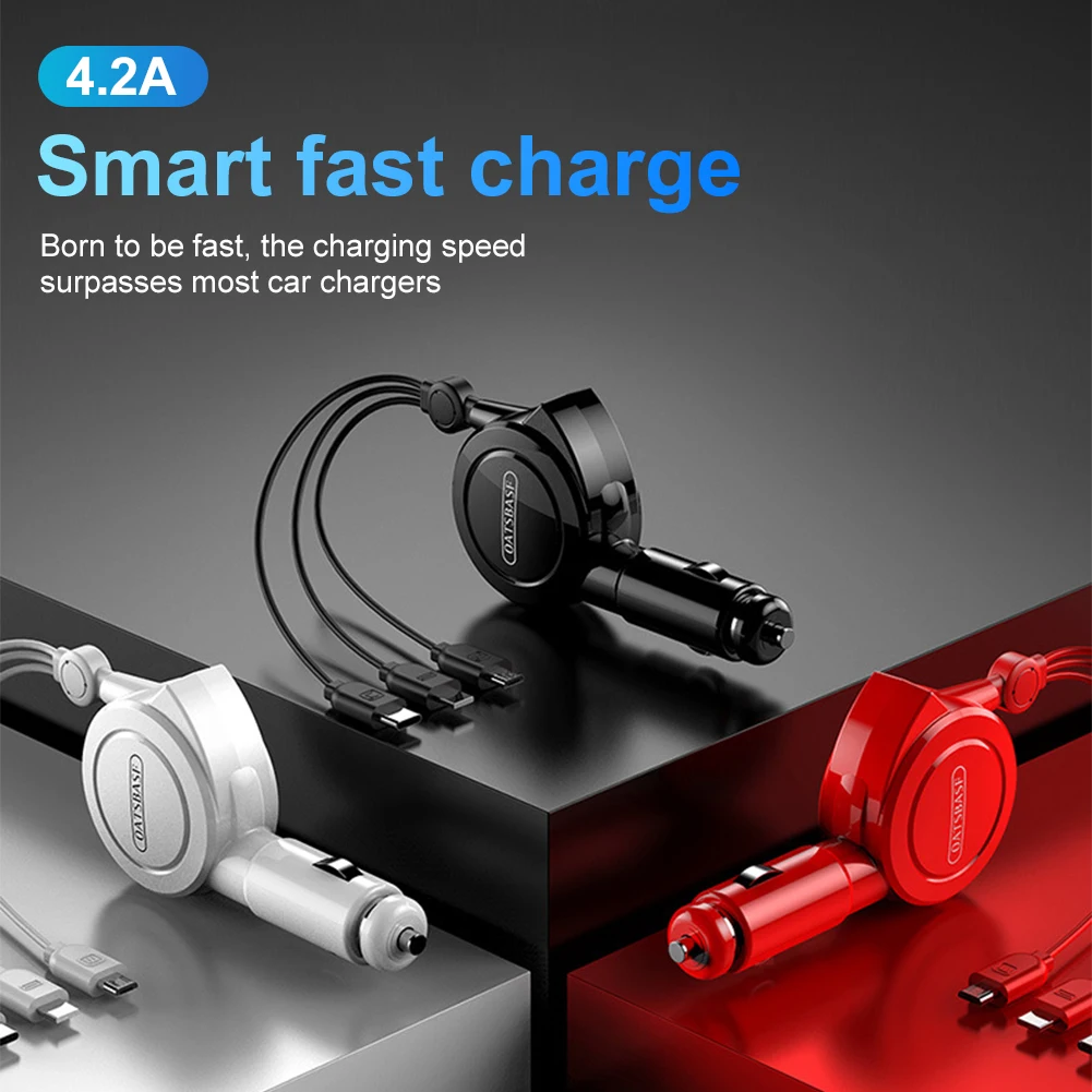 Car Charger 12V USB Charger with Retractable Charging Cables PD Fast Charging Huawei Android/iOS with Cigarette lighter Input
Car Charger 12V USB Charger with Retractable Charging Cables PD Fast Charging Huawei Android/iOS with Cigarette lighter Input