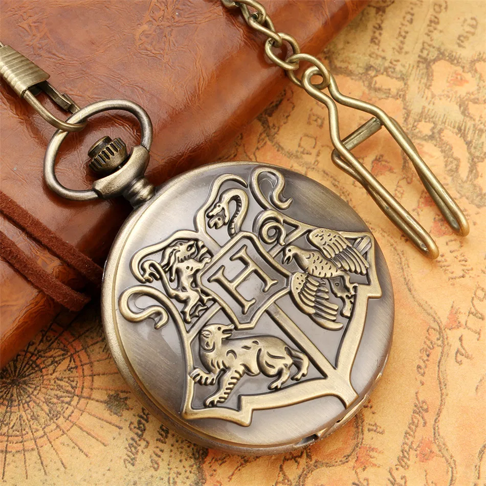 Часы мужские с бронзовым кварцевым кулоном Волшебная школьная тема карманные