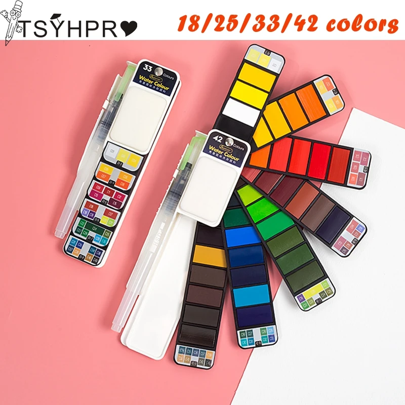 Профессиональная твердая искусственная кожа: 18/25/33/42 цвета, Набор для творчества с кисточкой для воды, складной акварельный пигмент для рисо...
Профессиональная твердая искусственная кожа: 18/25/33/42 цвета, Набор для творчества с кисточкой для воды, складной акварельный пигмент для рисо...