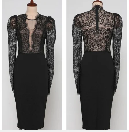 2021 women's dress spring new products new ladies temperament perspective lace stitching bag hip pencil skirt
2021 women's dress spring new products new ladies temperament perspective lace stitching bag hip pencil skirt