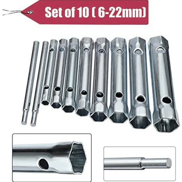 10Pcs 6-22mm Metric Tubular Box Wrench Set Tube Bar Spark-Plug Spanner Steel Double Ended for Automotive Plumb Repair | Инструменты