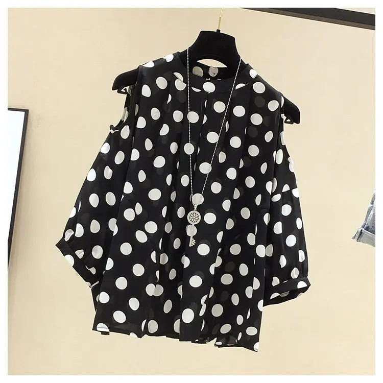 Big size women's summer new fat sister loose and thin belly covering top Polka Dot off shoulder Short Sleeve Chiffon shirt
Big size women's summer new fat sister loose and thin belly covering top Polka Dot off shoulder Short Sleeve Chiffon shirt