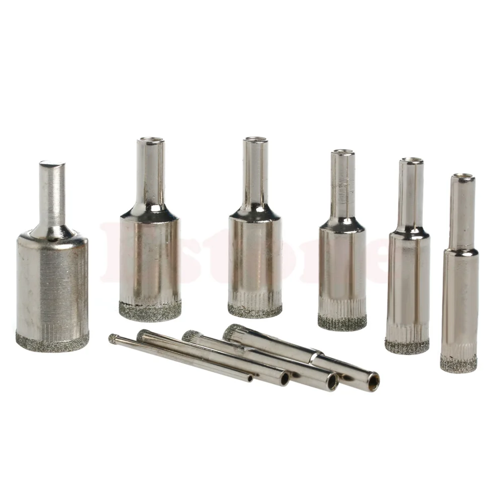 10pcs 3mm-20mm Diamond Hole Saw Tile Ceramic Glass Marble Coated Drill Bit Tool