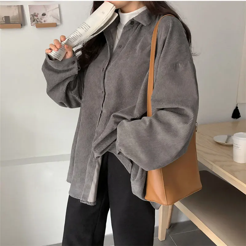 BF Style Texture Corduroy Chic Retro Soft Sweet Loose Warm Solid Women Oversize Tops Loose All-Match Shirts 3 Colors
BF Style Texture Corduroy Chic Retro Soft Sweet Loose Warm Solid Women Oversize Tops Loose All-Match Shirts 3 Colors