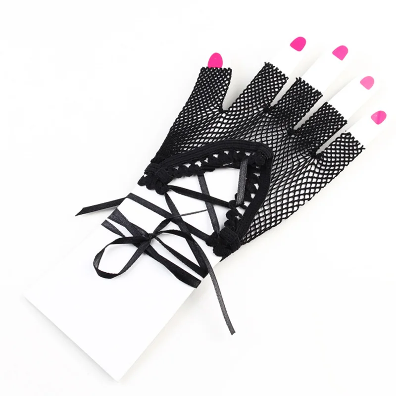 Перчатки сетчатые кружевные без пальцев в стиле панк-рок | Аксессуары для одежды