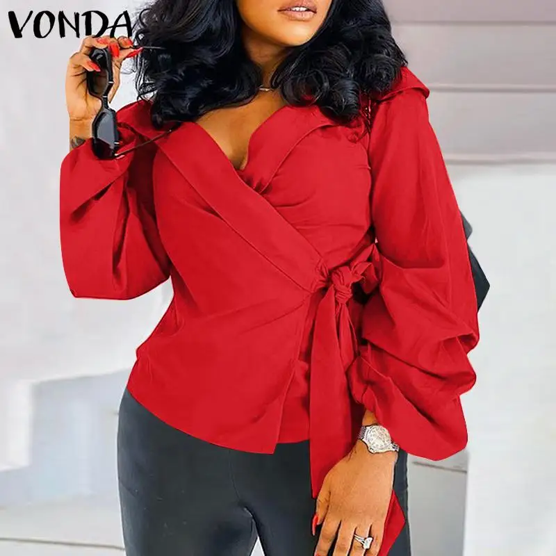Tunic Women Elegant Ladies Shirts 2021 VONDA Spring Long Sleeve Belted Blouse Deep V Neck Sexy Tops Blusas Femininas
Tunic Women Elegant Ladies Shirts 2021 VONDA Spring Long Sleeve Belted Blouse Deep V Neck Sexy Tops Blusas Femininas