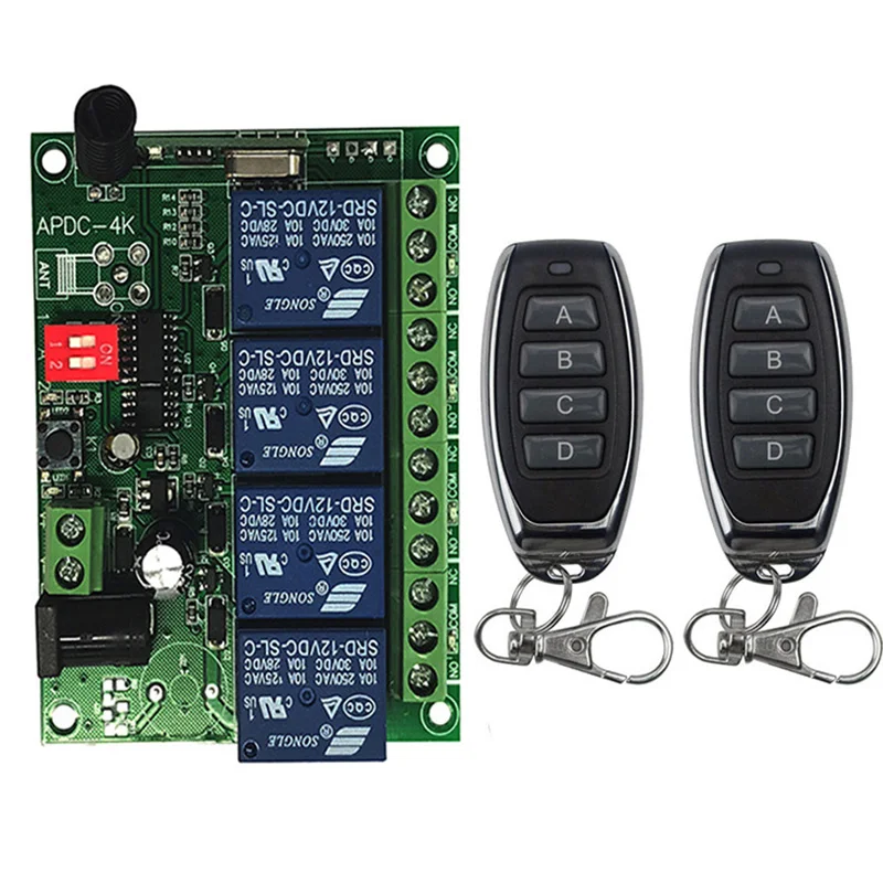 DC12V 24V 4CH Wireless RF Remote Control Light Switch Relay Output Radio Receiver Module+Transmitter garage door opener
DC12V 24V 4CH Wireless RF Remote Control Light Switch Relay Output Radio Receiver Module+Transmitter garage door opener