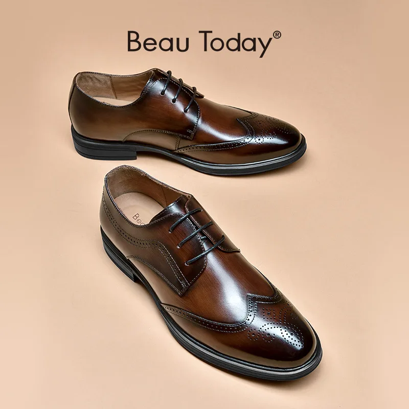 Туфли-Броги мужские из телячьей кожи, на шнуровке, с круглым носком
Туфли-Броги мужские из телячьей кожи, на шнуровке, с круглым носком