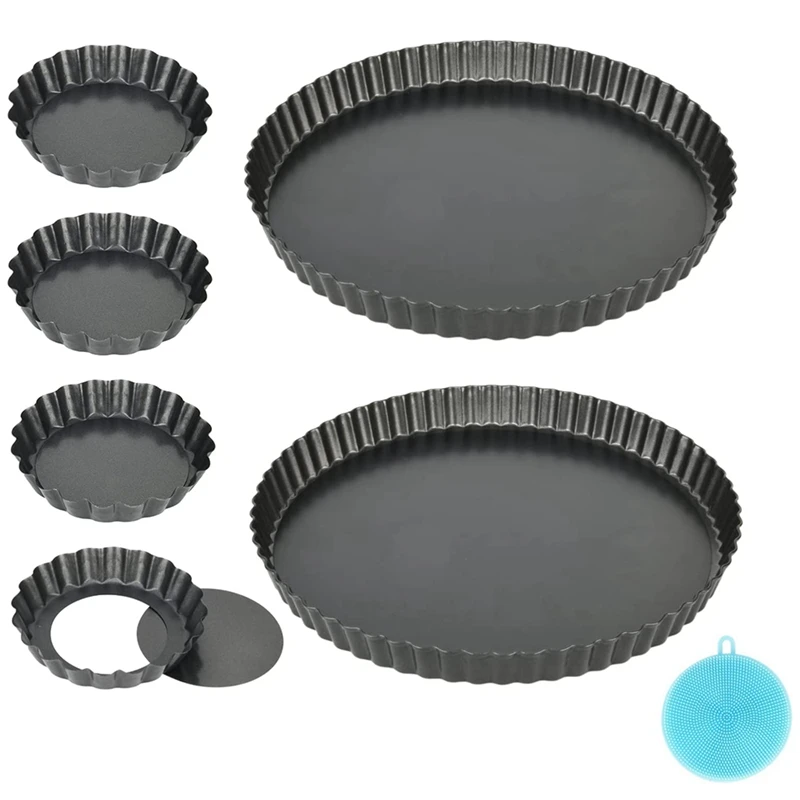 Set Of 6 Tart Moulds With Loose Base, Non-Stick Coating, Quiche Mould, Pie Moulds, Carbon Steel Tartelette Moulds 
Set Of 6 Tart Moulds With Loose Base, Non-Stick Coating, Quiche Mould, Pie Moulds, Carbon Steel Tartelette Moulds