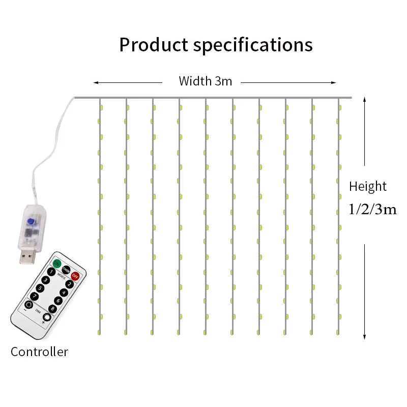 3x3m Fairy Curtain Light LED Remote Control USB Garland String Lights for Home Bedroom Window Holiday Christmas Party Decoration 
3x3m Fairy Curtain Light LED Remote Control USB Garland String Lights for Home Bedroom Window Holiday Christmas Party Decoration