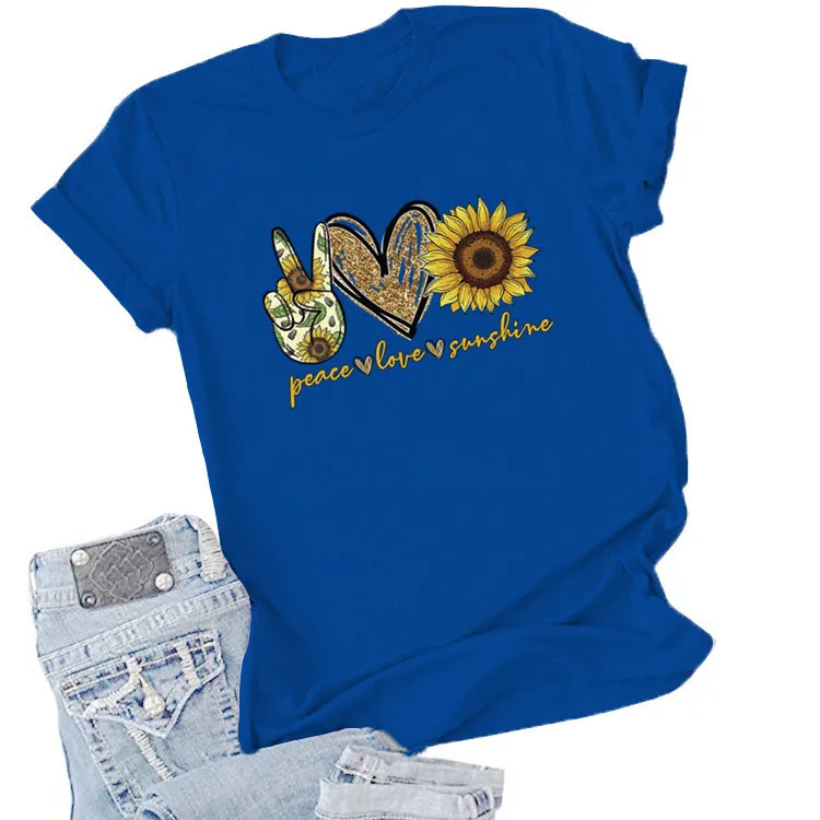 Summer Short Sleeve Top T-Shirt Peace Love Sunshine Ladies Round Neck Tshirt Plus Size Women New Fashion Clothes Streetwear New
Summer Short Sleeve Top T-Shirt Peace Love Sunshine Ladies Round Neck Tshirt Plus Size Women New Fashion Clothes Streetwear New