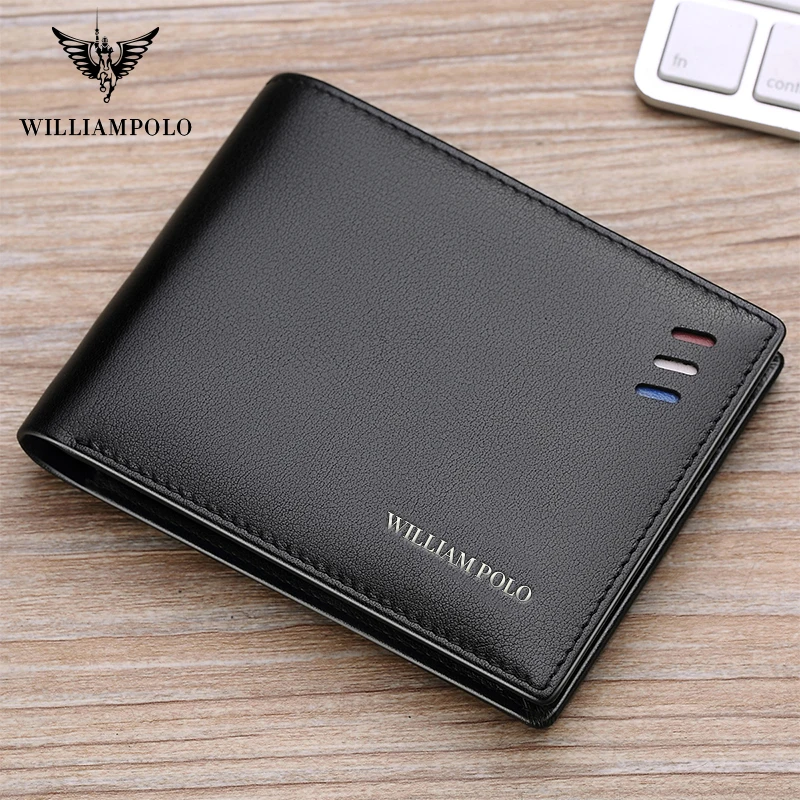 Мужской кошелек WILLIAMPOLO из 100% воловьей кожи маленький бумажник натуральной