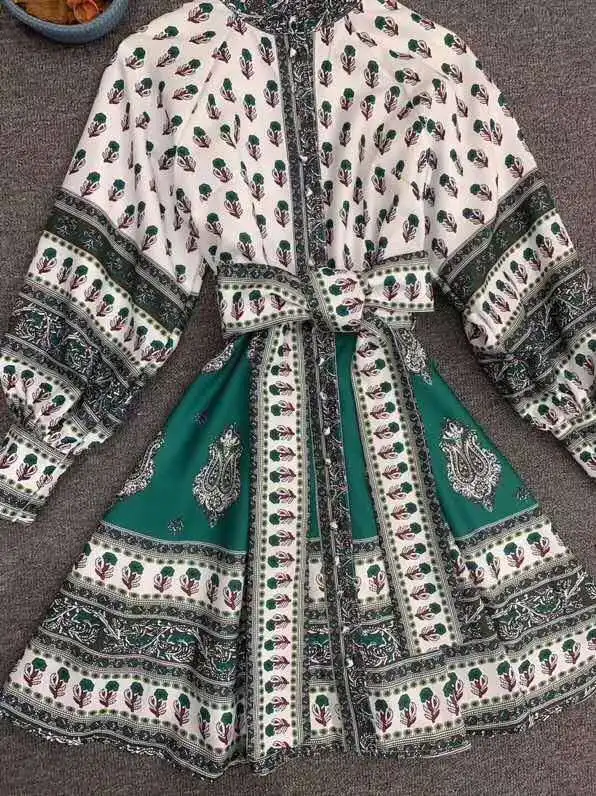 Autumn 2020 New Arrival High Quality Women Vintage Floral Print Tunic Buttons Front Long Sleeve Casual Green Yellow Dress
Autumn 2020 New Arrival High Quality Women Vintage Floral Print Tunic Buttons Front Long Sleeve Casual Green Yellow Dress