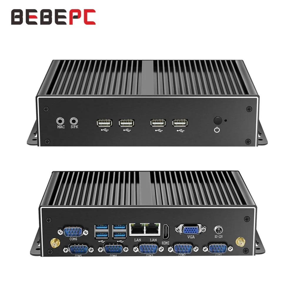 BEBEPC 6 * COM RS232 Mini PC Core i7 5500U 4500U i5 4200U Dual LAN Windows 10 HDMI Celeron 2955U J1900 Comput Industrial PC|Мини ПК| |