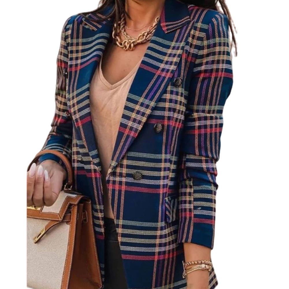 Women Long Sleeve Lapel Coat Double-breasted Plaid Slim Blazer 2020 winter fashion women vintage jackets chic outfit clothes
Women Long Sleeve Lapel Coat Double-breasted Plaid Slim Blazer 2020 winter fashion women vintage jackets chic outfit clothes