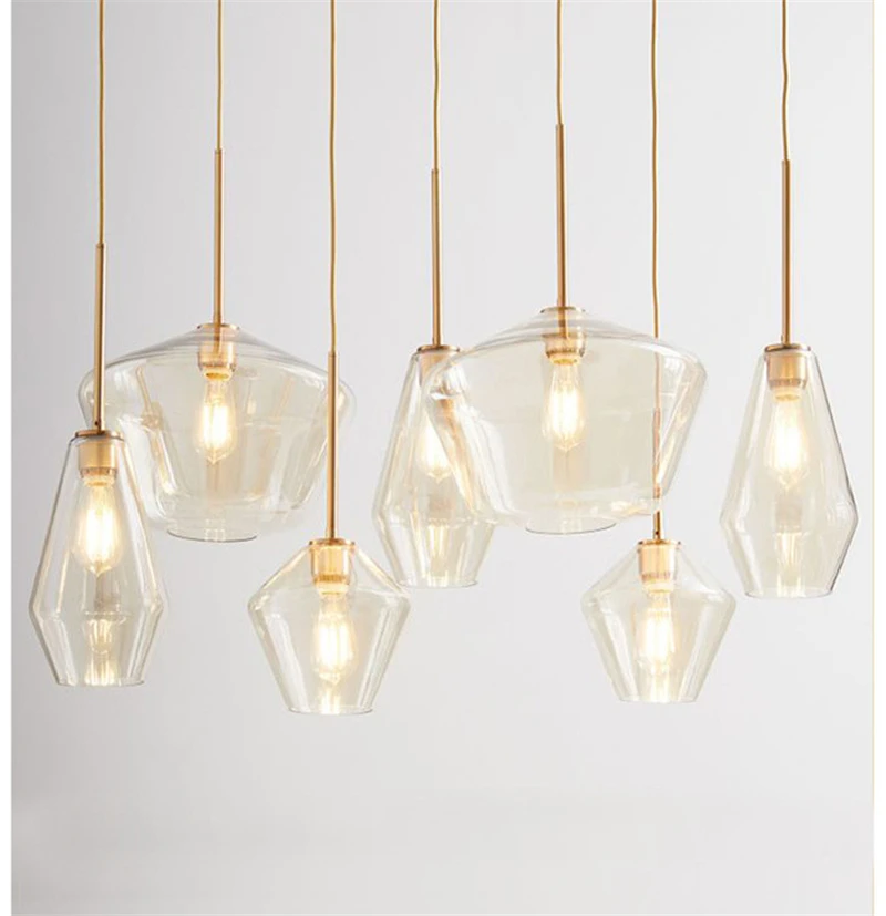 Modern E27 Glass Pendant Lights Nordic Diamond Shape Kitchen Hanging Lamp Loft Hanglamp Living Room Home Decor LED chandeliers 
Modern E27 Glass Pendant Lights Nordic Diamond Shape Kitchen Hanging Lamp Loft Hanglamp Living Room Home Decor LED chandeliers