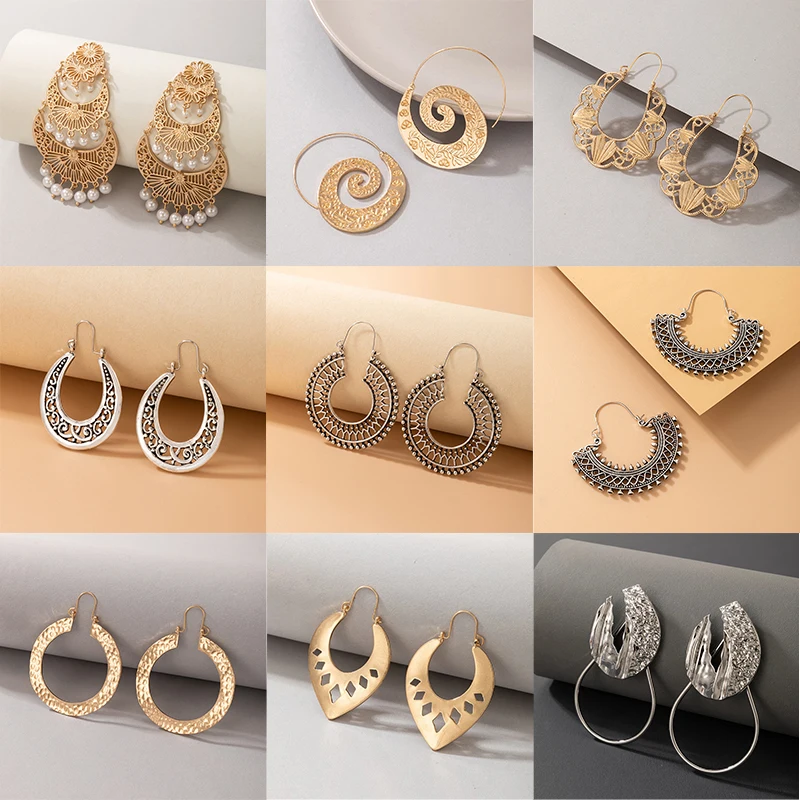 HuaTang Retro Round Drop Earring for Women Fashion Geometry Ancient Silver Color Hollow Out Alloy Earrings Lady Jewelry Gifts
HuaTang Retro Round Drop Earring for Women Fashion Geometry Ancient Silver Color Hollow Out Alloy Earrings Lady Jewelry Gifts