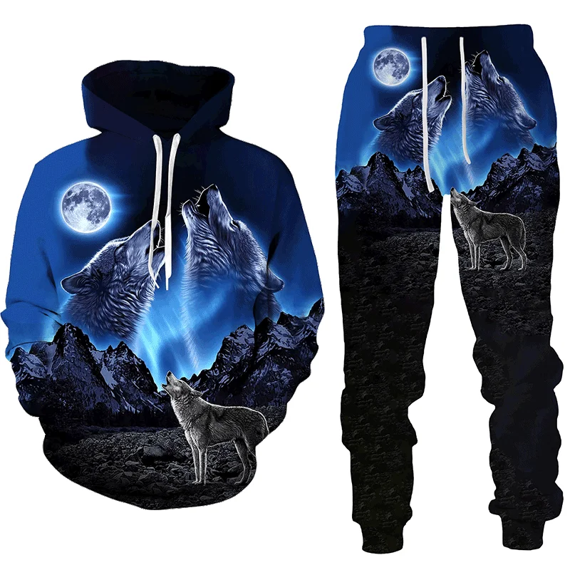 Men's Hoodies Joggers 2 Pcs Set Men Sportswear Tracksuit Long Sleeve Oversized Clothing Suit Autumn Winter 3D Forest Wolf Print
Men's Hoodies Joggers 2 Pcs Set Men Sportswear Tracksuit Long Sleeve Oversized Clothing Suit Autumn Winter 3D Forest Wolf Print