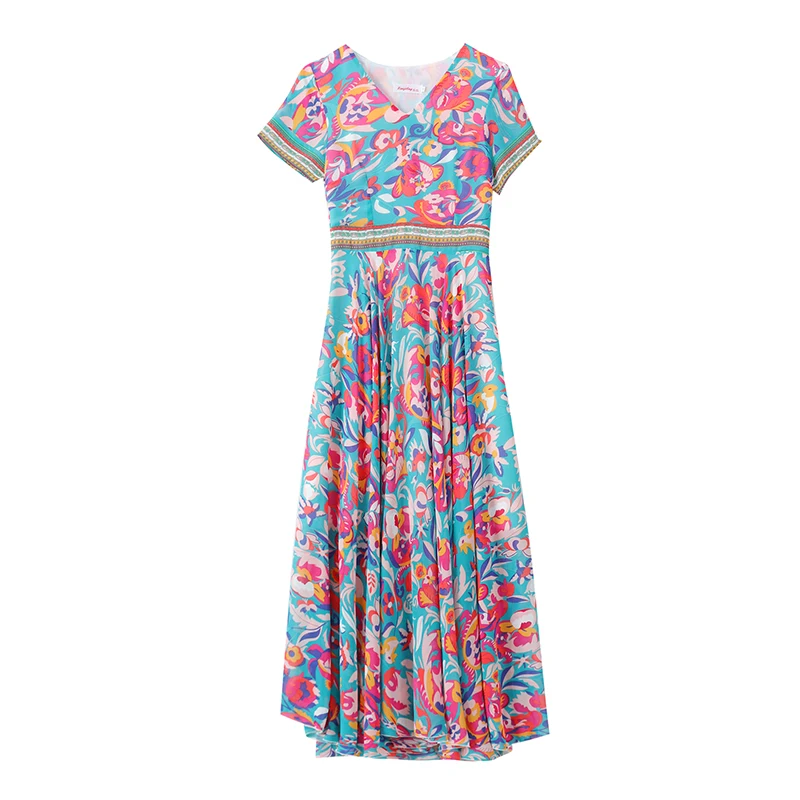 COIGARSAM 4XL Plus Size Print Women Long dress New Summer Chiffon Dresses Red Blue Flower 738
COIGARSAM 4XL Plus Size Print Women Long dress New Summer Chiffon Dresses Red Blue Flower 738
