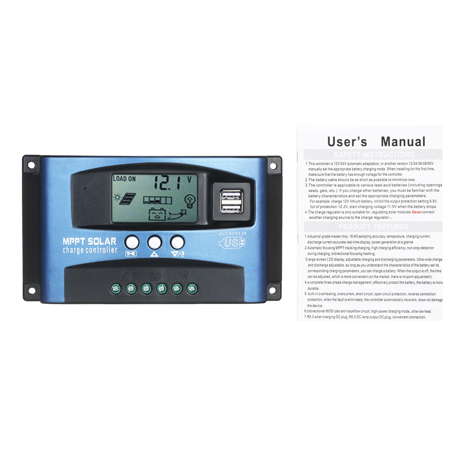 KKmoon 100A MPPT Solar Charge Controller Dual USB LCD Display Auto Solar Cell Panel Charger Regulator 
KKmoon 100A MPPT Solar Charge Controller Dual USB LCD Display Auto Solar Cell Panel Charger Regulator