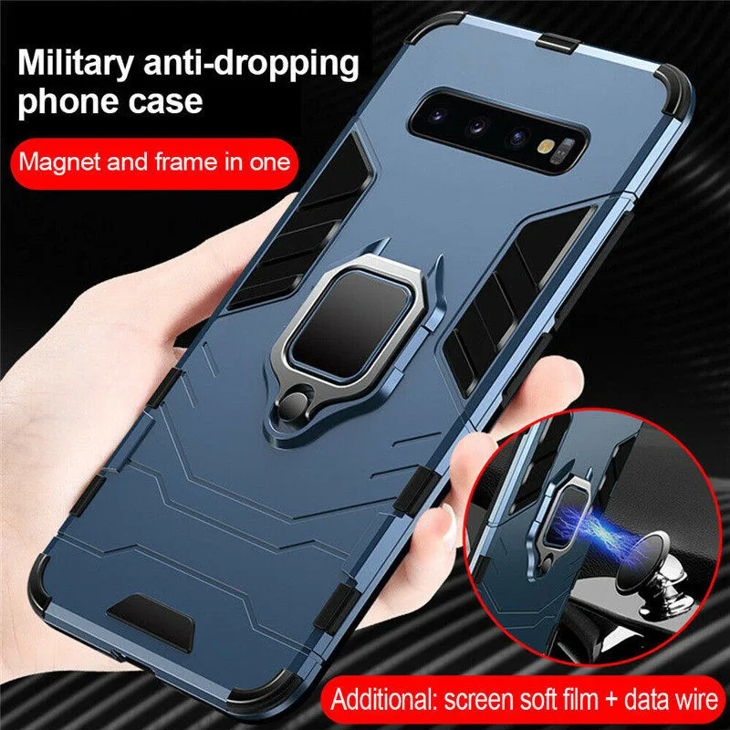 Роскошный бронированный чехол для samsung Galaxy S9 S10 Plus S8 автомобильная магнитная