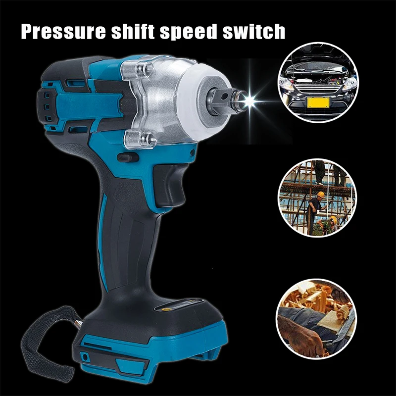18V 280 N.m Cordless Electric Impact Wrench Motor 1/2 Square Brushless Rechargeable Wrench LED Light For Makita 18V Battery
18V 280 N.m Cordless Electric Impact Wrench Motor 1/2 Square Brushless Rechargeable Wrench LED Light For Makita 18V Battery