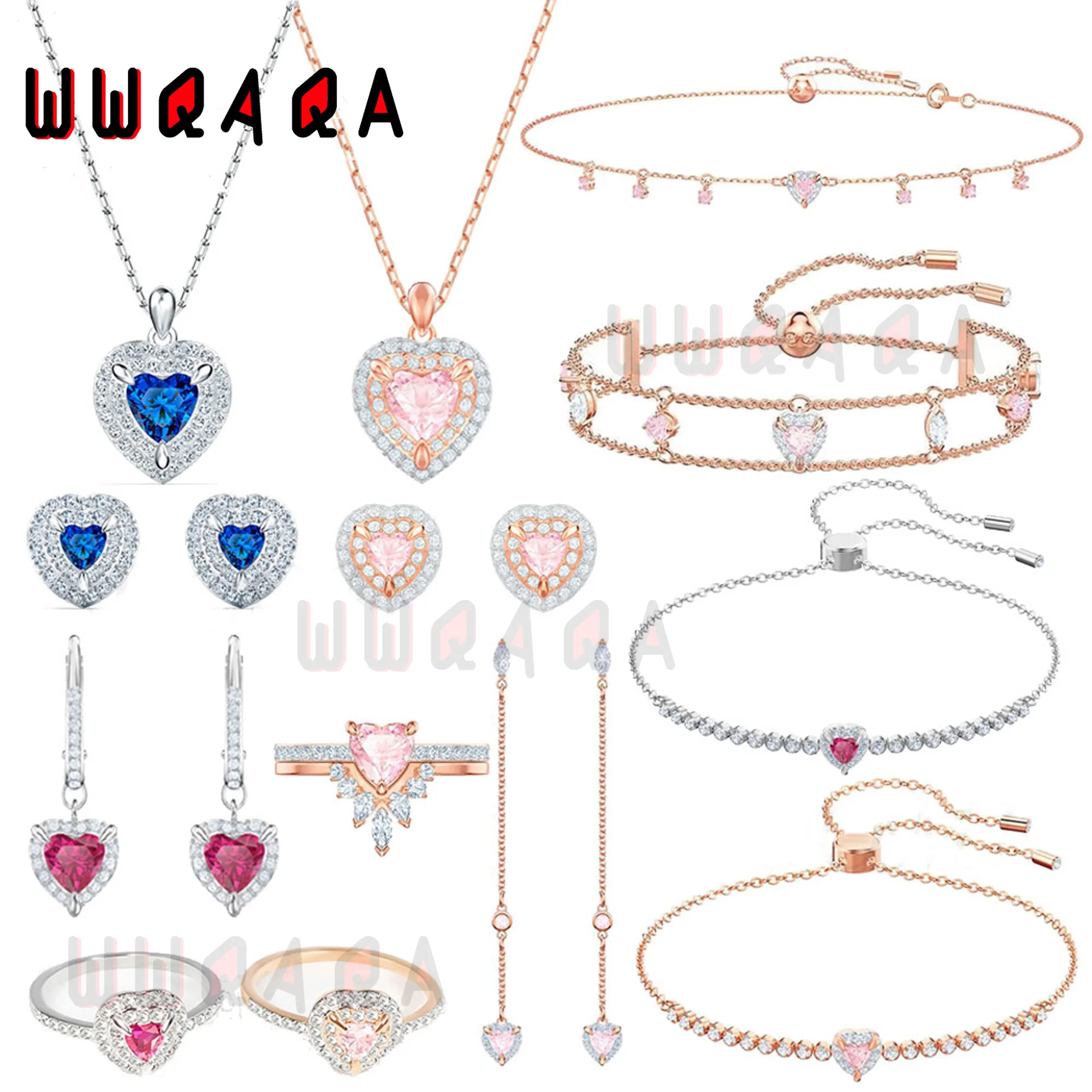 SWA1:1 Fashion Jewelry High Quality Simple Charm Red Blue Love Crystal Heart Pendant Necklace Earring Bracelet Set Romantic Gift
SWA1:1 Fashion Jewelry High Quality Simple Charm Red Blue Love Crystal Heart Pendant Necklace Earring Bracelet Set Romantic Gift