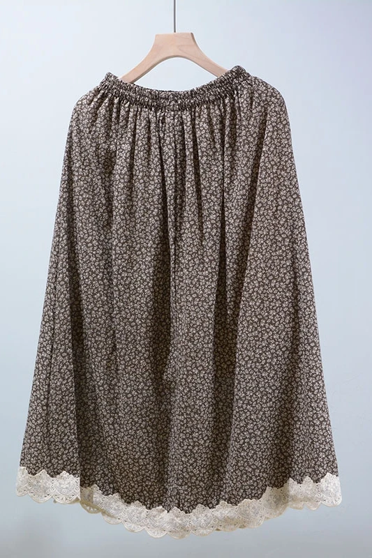 2021 Spring Summer New Products Retro Floral Elastic Waist Mid-Length A-Line Skirt Thinner Lace Hem Big Skirt Women
2021 Spring Summer New Products Retro Floral Elastic Waist Mid-Length A-Line Skirt Thinner Lace Hem Big Skirt Women
