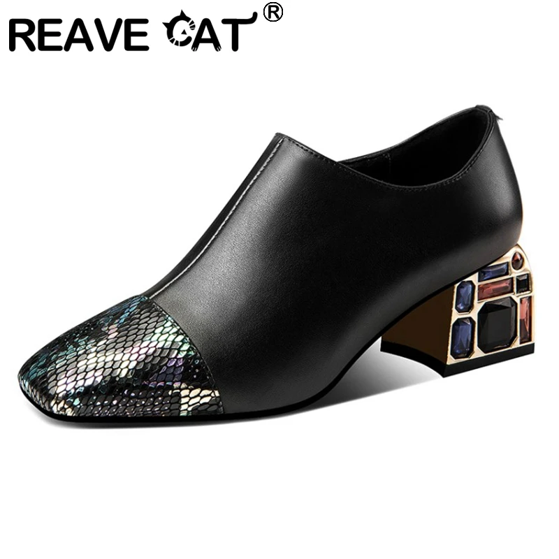 REAVE CAT New 2021 Women Pumps Square Toe 5.5cm Strange Heels Genuine Leather Patchwork Bling Zip Big Size 42 Casual A3521
REAVE CAT New 2021 Women Pumps Square Toe 5.5cm Strange Heels Genuine Leather Patchwork Bling Zip Big Size 42 Casual A3521