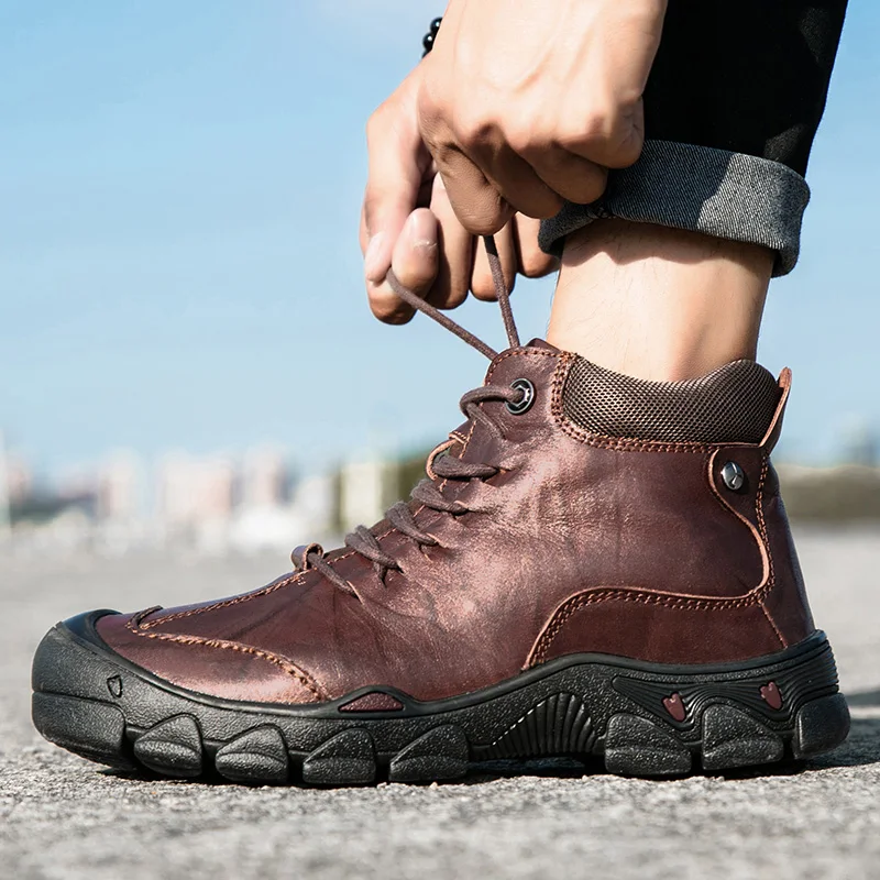 2021 Autumn Winter Outdoor Mens Boots Brown Genuine Leather Trekking Hiking Shoes Walking Men BootsTactical Shoes Military Men
2021 Autumn Winter Outdoor Mens Boots Brown Genuine Leather Trekking Hiking Shoes Walking Men BootsTactical Shoes Military Men