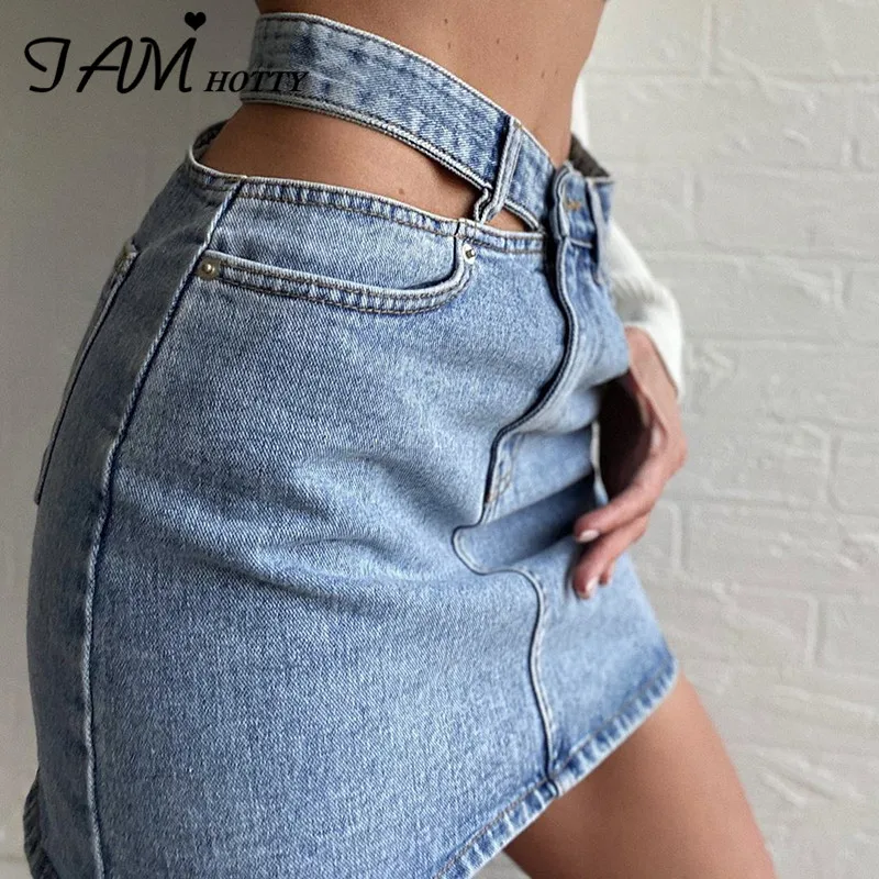 IAMHOTTY Hollow Out Sexy Mini Denim Skirt Women Korean Style Vintage Casual Streetwear Skirts Femme Harajuku Summer Clothing
IAMHOTTY Hollow Out Sexy Mini Denim Skirt Women Korean Style Vintage Casual Streetwear Skirts Femme Harajuku Summer Clothing