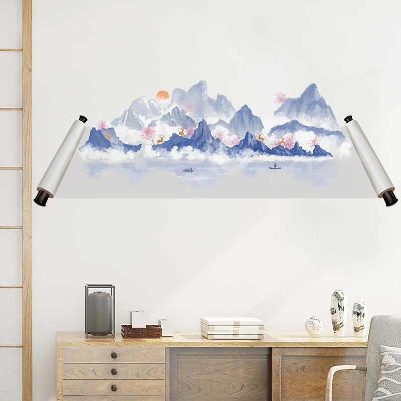 Chinese 3D Wall Stickers Landscape Scroll Painting Home Office Decor Living Room Wallpaper Bedroom Decals for Furniture
Chinese 3D Wall Stickers Landscape Scroll Painting Home Office Decor Living Room Wallpaper Bedroom Decals for Furniture