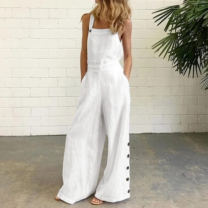 WEPBEL Women Elegant Imitation Linen Jumpsuit Ladies Spring Summer Loose Straight Romper Button Wide Leg Trousers Overalls
WEPBEL Women Elegant Imitation Linen Jumpsuit Ladies Spring Summer Loose Straight Romper Button Wide Leg Trousers Overalls