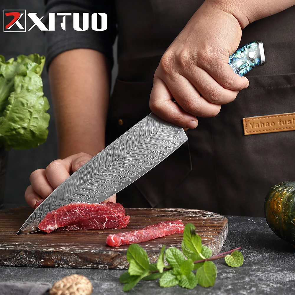 XITUO Damascus Steel Japanese Knife Kitchen Chef Knife Santoku Boning Fruit Knife Meat Vegetable Cleaver Abalone Shell Handle 
XITUO Damascus Steel Japanese Knife Kitchen Chef Knife Santoku Boning Fruit Knife Meat Vegetable Cleaver Abalone Shell Handle