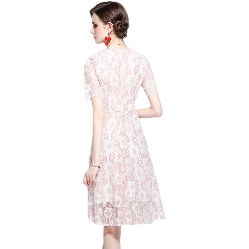 Simgent Pink Lace Dress Summer 2021 Women Short Sleeve A Line Hollow Out Flared Dresses Robe Dentelle Dames Kleding SG16104
Simgent Pink Lace Dress Summer 2021 Women Short Sleeve A Line Hollow Out Flared Dresses Robe Dentelle Dames Kleding SG16104