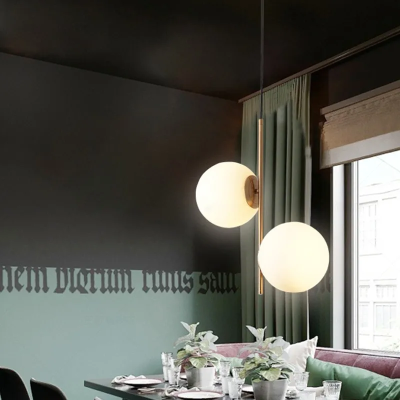 New Nordic Style Gold Metal Dining Room LED Pendant Light Double Milky Glass Ball Cafe / Bar / Bedroom Art Light 90-265v
New Nordic Style Gold Metal Dining Room LED Pendant Light Double Milky Glass Ball Cafe / Bar / Bedroom Art Light 90-265v