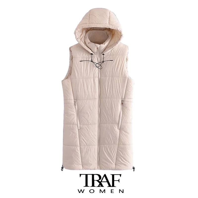 TRAF Women Fashion With Drawstring Zip-up Padded Waistcoat Vintage Sleeveless Hooded Female Vest Coat Chic Veste Femme
TRAF Women Fashion With Drawstring Zip-up Padded Waistcoat Vintage Sleeveless Hooded Female Vest Coat Chic Veste Femme