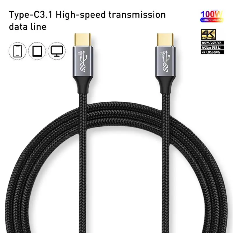 5A Type C USB кабель для передачи данных 3 1 Gen2 10 Гбит/с Переходник на 100 Вт быстрой