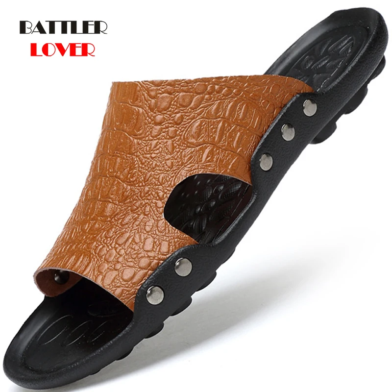 Summer Genuine Leather Slippers for Men 2021 Flat Soft Breathable Beach Flip Flops for Male Cow Leather Slides Homme Roman Shoes
Summer Genuine Leather Slippers for Men 2021 Flat Soft Breathable Beach Flip Flops for Male Cow Leather Slides Homme Roman Shoes