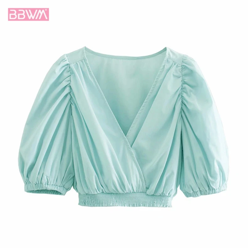 New V-neck 3/4 Sleeves Women's Shirt Vintage Puffy Sleeves Blue and Fresh Temperament Chic Female Tops
New V-neck 3/4 Sleeves Women's Shirt Vintage Puffy Sleeves Blue and Fresh Temperament Chic Female Tops
