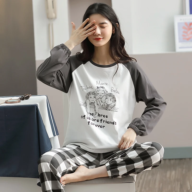 JRMISSLI Women Round-Neck Cute Cartoon Sleepwear Autumn Cotton Homewear Ladies Pijama New Long-Sleeved Trousers Plus Size Pyjama
JRMISSLI Women Round-Neck Cute Cartoon Sleepwear Autumn Cotton Homewear Ladies Pijama New Long-Sleeved Trousers Plus Size Pyjama