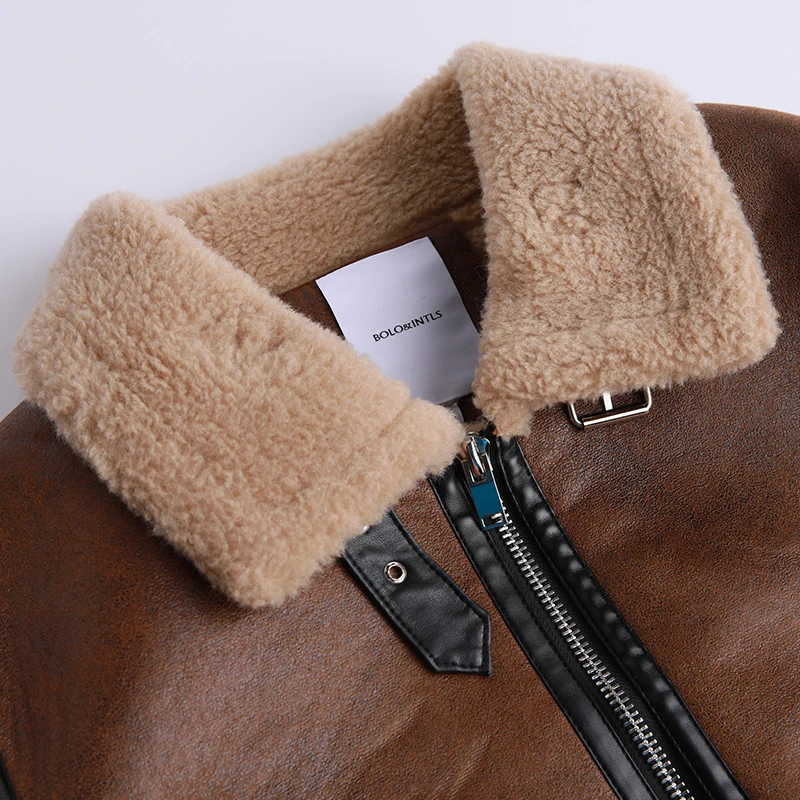 Unua amo PU Leather Winter Jacket Women Short Brown Motorcycle Coat 2020 Fashion Loose Casual Thick Warm Fleece Jacket
Unua amo PU Leather Winter Jacket Women Short Brown Motorcycle Coat 2020 Fashion Loose Casual Thick Warm Fleece Jacket