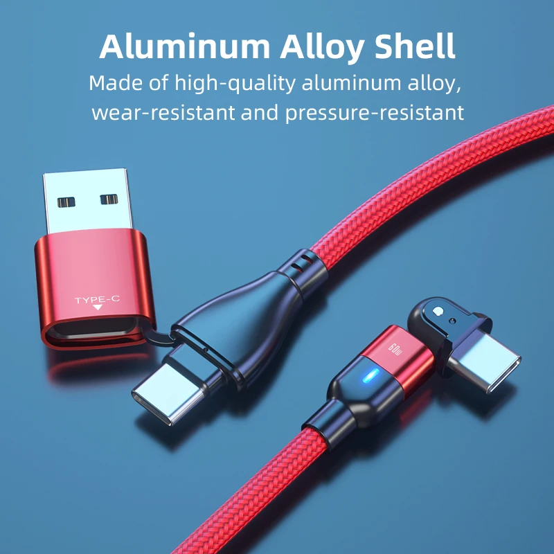2 в 1 540 вращение PD 60 Вт USB C к кабель для Macbook Pro Samsung Huawei Xiaomi или A Type 3A Быстрая зарядка
